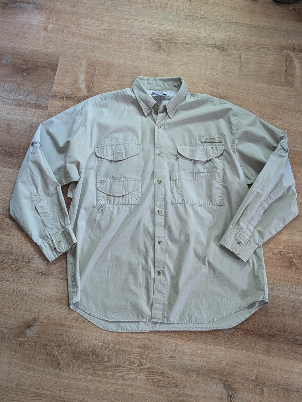 Columbia Performance Fishing Gear Light Khaki Long-Sleeve Utility Shirt Large